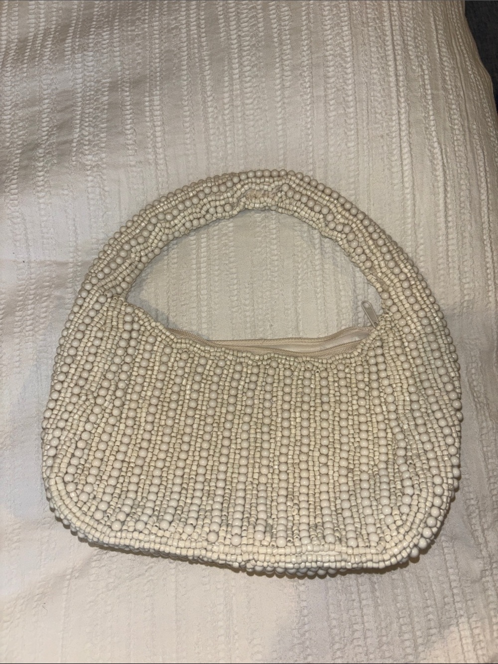 Beaded Cream Shoulder Bag